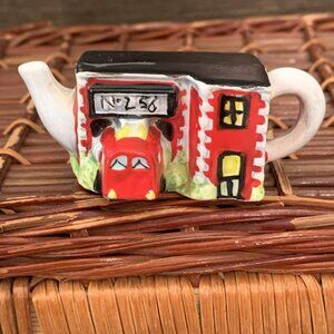 Vintage Red Rose Tea Mini Miniature Tea Pots Fire Station